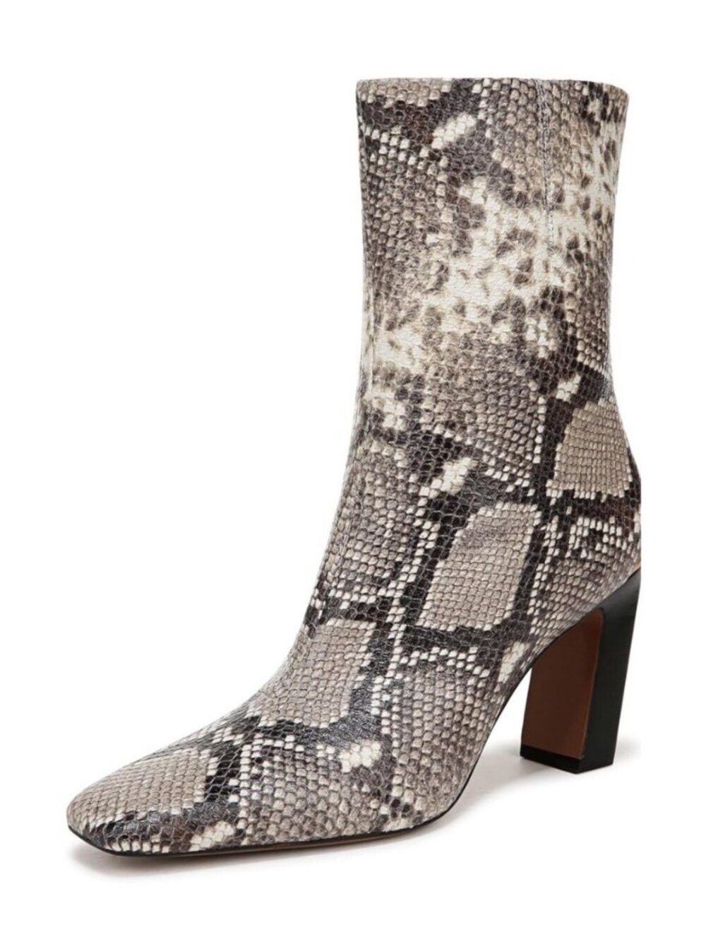 New Franco Sarto Booties Briar Grey Snake Print Snip Toe Heel